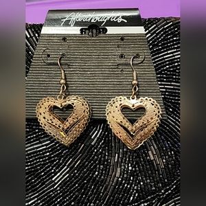 Goldtone 925 Heart pierced earrings.